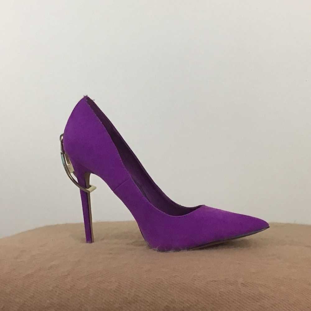 Purple Faux Suede High Heeled Pump